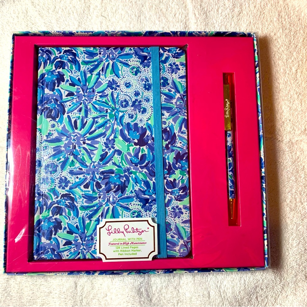 NEW! Lilly Pulitzer 128 pg lined Journal w/ Pen Gift Set--High Manetenance